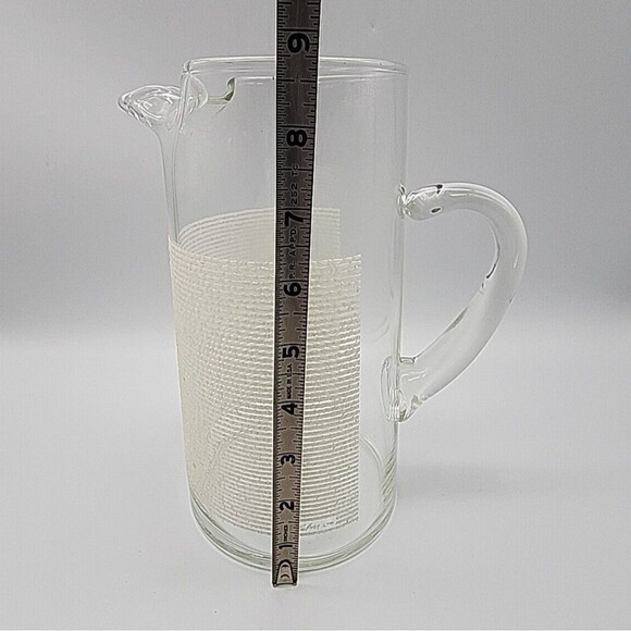 Culver Cocktail Pitcher White Raised Horizontal Stripes Signed MCM Vintage - Picture 8 of 12